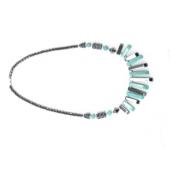 Turquoise and Hematite Beads Chunky Statement Bib Short Necklace